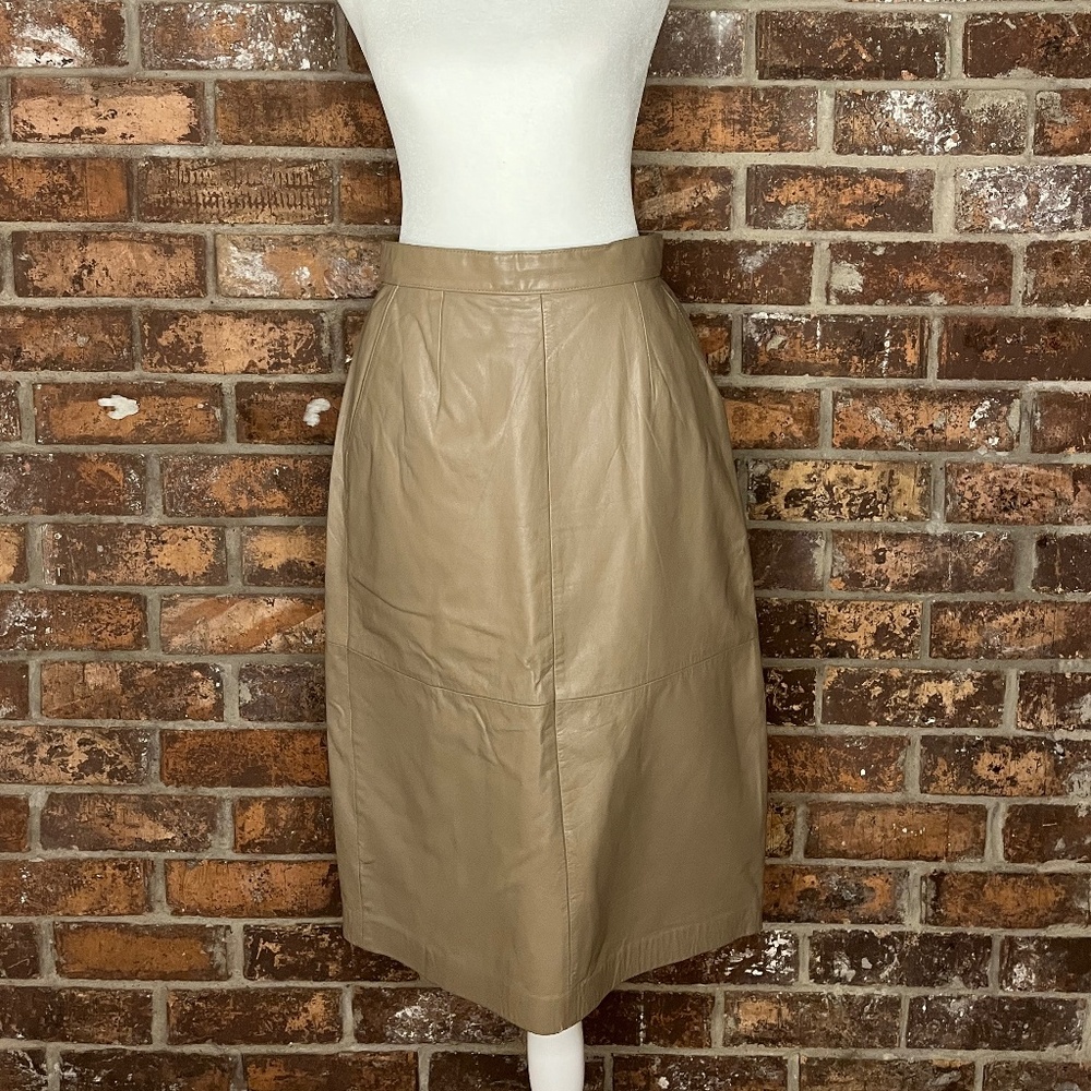 Taupe Genuine Leather Skirt